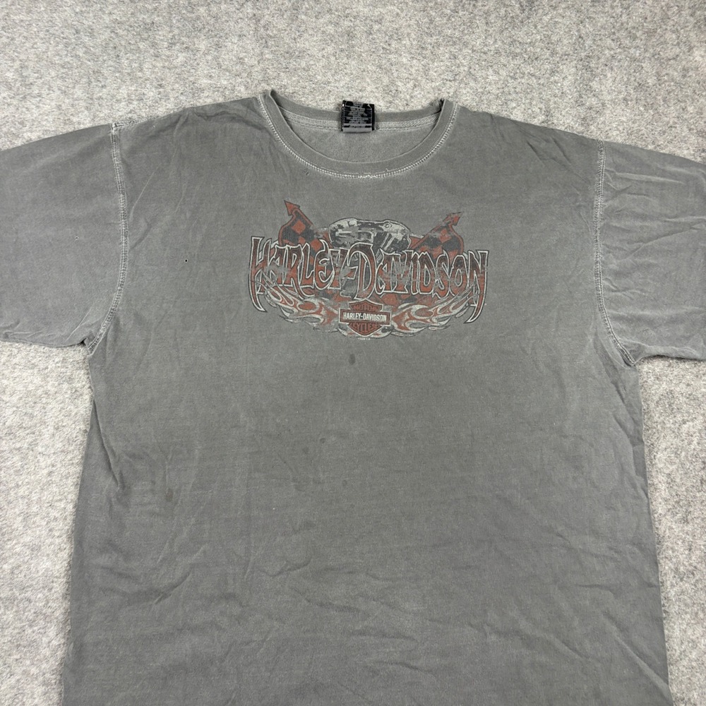 Vintage Y2K Harley Davidson Graphic T-Shirt Mens XL Gray Distressed Faded Biker - Picture 4 of 15